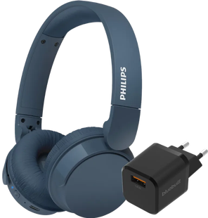 Philips TAH4209 Blauw + BlueBuilt Quick Charge Oplader met Usb A Poort 18W Zwart