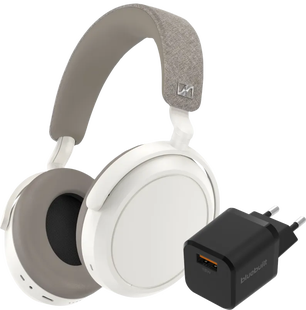 Sennheiser Momentum 4 Wireless Wit + BlueBuilt Quick Charge Oplader met Usb A Poort 18W