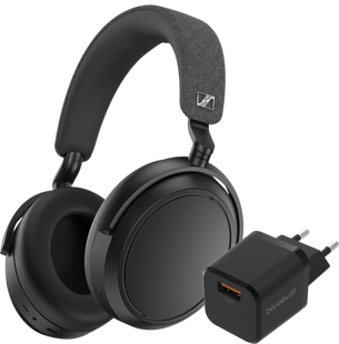 Sennheiser Momentum 4 Wireless Zwart + BlueBuilt Quick Charge Oplader met Usb A Poort 18W