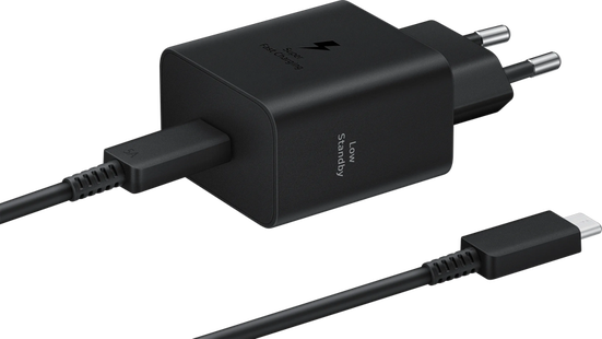Samsung Super Fast Charging Oplader 45W Zwart + Usb C Kabel 1,8m Zwart Kunststof