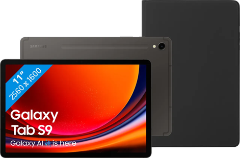 Samsung Galaxy Tab S9 11 inch 128GB Wifi Zwart + BlueBuilt Book Case Zwart