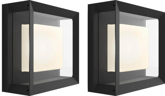 Philips Hue Econic muurlamp White and Color Zwart modern duo pack