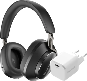 Bowers & Wilkins Px8 Zwart + BlueBuilt Power Delivery Oplader met Usb C Poort 20W Wit