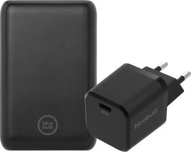 BlueBuilt Powerbank met Snelladen 10.000 mAh + Oplader 30W Zwart