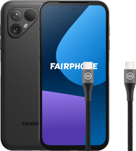 Fairphone 5 256GB Zwart 5G + BlueBuilt Usb C Kabel 1,5m Nylon Zwart