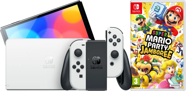 Nintendo Switch OLED Wit + Mario Party Jamboree