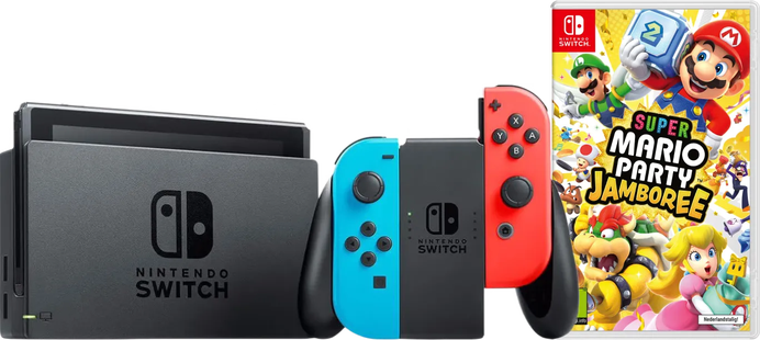Nintendo Switch Rood/Blauw + Mario Party Jamboree