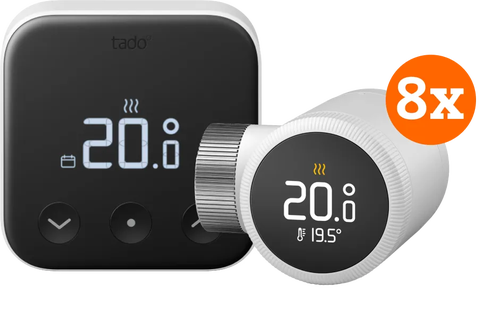 Tado Slimme Thermostaat X Startpakket Draadloos + 8 Radiatorknoppen