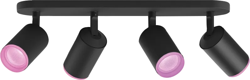 Philips Hue Fugato Opbouwspot White and Color - Zwart - 4-spots