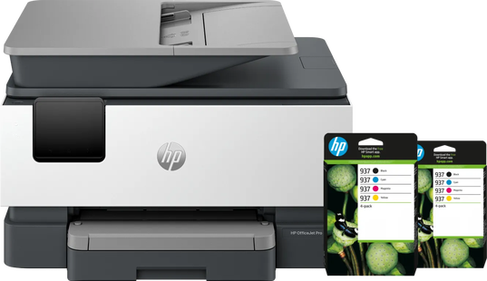 HP OfficeJet Pro 9120e + 2 zwarte + 2 kleuren cartridges