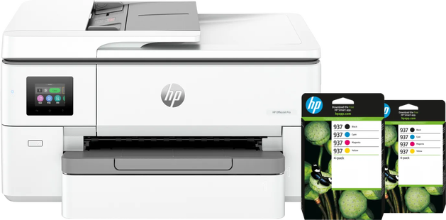 HP OfficeJet Pro 9720e + 2 zwarte + 2 kleuren cartridges
