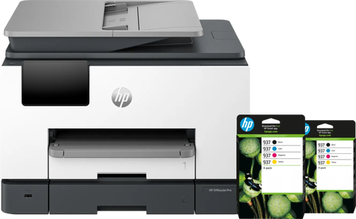 HP OfficeJet Pro 9132e + 2 zwarte + 2 kleuren cartridges