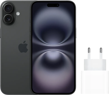 Apple iPhone 16 128GB Zwart + Apple Snellader