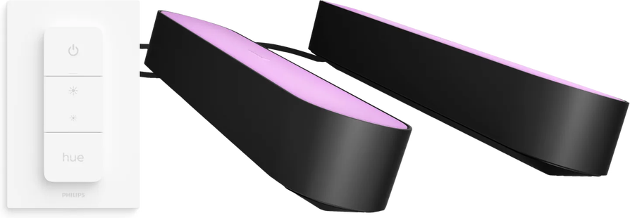 Philips Hue Play Lichtbalk White and Color Zwart 2-pack + Philips Hue draadloze Dimmer