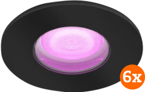 Philips Hue Xamento badkamer inbouwspot White and Color - Zwart - Rond 6-pack
