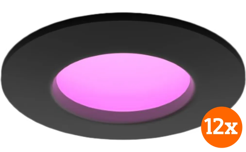 Philips Hue Inbouwspot Slim 12-pack - White and Color - 90mm - Zwart