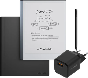 reMarkable 2 met Book Case Leer Zwart + BlueBuilt Oplader