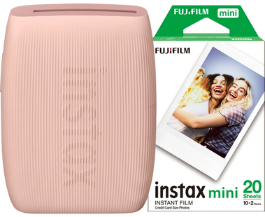 Instax Mini Link 3 Rose Pink + Fujifilm Instax Mini Colorfilm Glossy (20 stuks)
