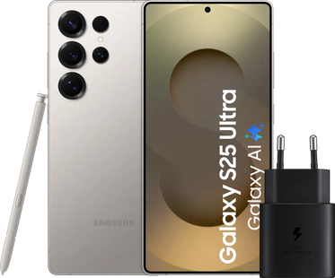 Samsung Galaxy S25 Ultra 512GB Grijs 5G + Samsung Oplader 25 Watt Zwart