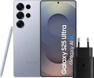 Samsung Galaxy S25 Ultra 512GB Zilver 5G + Samsung Oplader 25 Watt Zwart