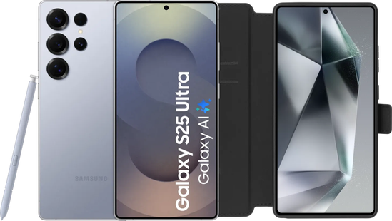 Samsung Galaxy S25 Ultra 256GB Zilver 5G + BlueBuilt Book Case Zwart
