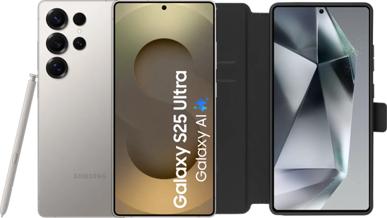 Samsung Galaxy S25 Ultra 512GB Grijs 5G + BlueBuilt Book Case Zwart