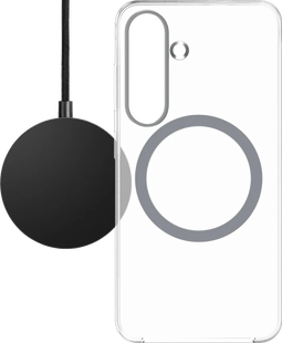 BlueBuilt Qi2 Draadloze Oplader 15W Zwart + Samsung S25 Back Cover met Magneet Transparant