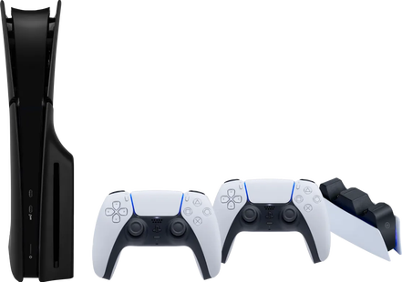 PlayStation 5 Slim Disc Edition + Covers Zwart + Extra Controller Wit + Oplaadstation