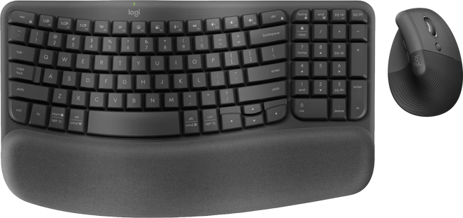 Logitech Wave Keys Draadloos Ergonomisch Toetsenbord + Logitech Lift Ergonomische Muis