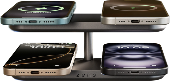 ZENS 4-in-1 Draadloze Oplader 15W met Standaard en MagSafe Magneet Zwart