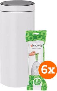 Brabantia Touch Bin 30 Liter White + Vuilniszakken (120 stuks)