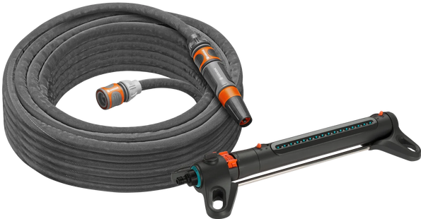 Gardena Textielslang Liano Life 15m Set + Gardena Zwenksproeier AquaZoom M