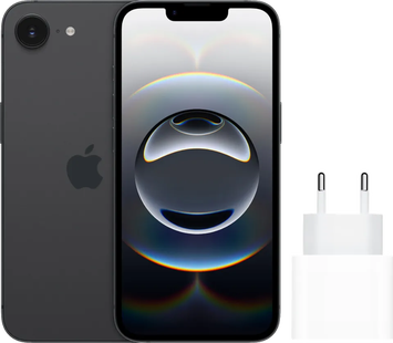 Apple iPhone 16e 128GB Zwart + Apple Snellader