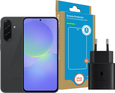 Samsung Galaxy A36 256GB Zwart 5G + Basis Accessoirepakket