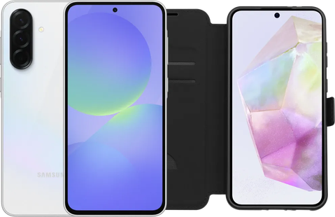 Samsung Galaxy A36 256GB Wit 5G + BlueBuilt Book Case Zwart