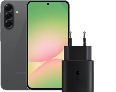 Samsung Galaxy A56 256GB Zwart 5G + Samsung Oplader 25 Watt Zwart