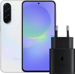 Samsung Galaxy A36 256GB Wit 5G + Samsung Oplader 25 Watt Zwart