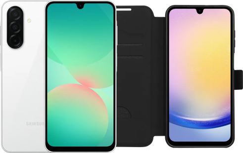 Samsung Galaxy A26 128GB Wit 5G + BlueBuilt Book Case Zwart