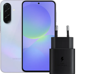 Samsung Galaxy A36 256GB Paars 5G + Samsung Oplader 25 Watt Zwart