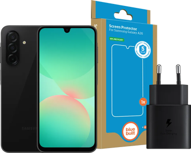Samsung Galaxy A26 128GB Zwart 5G + Basis Accessoirepakket
