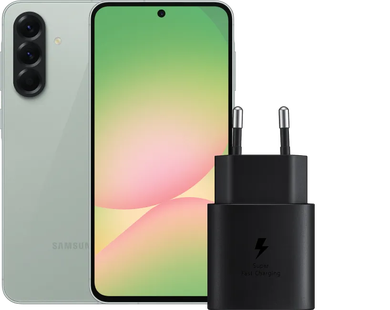Samsung Galaxy A56 128GB Groen 5G + Samsung Oplader 25 Watt Zwart