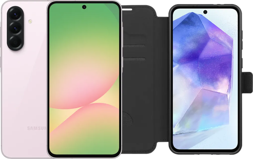 Samsung Galaxy A56 256GB Roze 5G + BlueBuilt Book Case Zwart