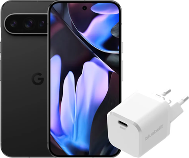 Google Pixel 9 Pro XL 256GB Zwart 5G + BlueBuilt Oplader met Usb C Poort 30W Wit