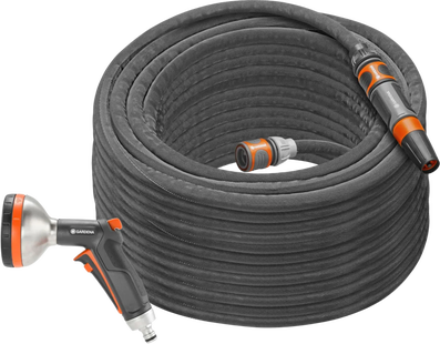 Gardena Textielslang Liano Set 30m Spuit + Gardena Premium Broes Metaal