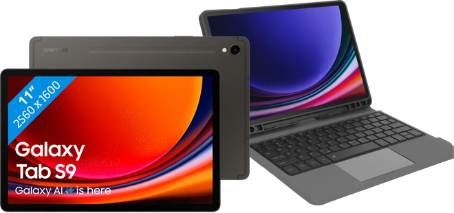 Samsung Galaxy Tab S9 11 inch 128 GB Wifi Zwart + BlueBuilt Toetsenbord Hoes QWERTY