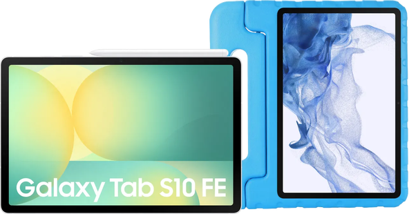 Samsung Galaxy Tab S10 FE 10,9 inch 256GB Wifi Zilver + Just in Case Kids Cover Blauw