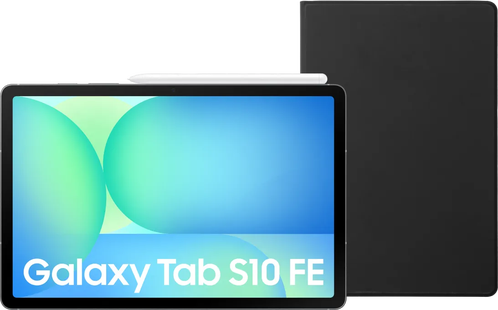 Samsung Galaxy Tab S10 FE 10,9 inch 128GB Wifi en 5G Grijs + BlueBuilt Book Case Zwart