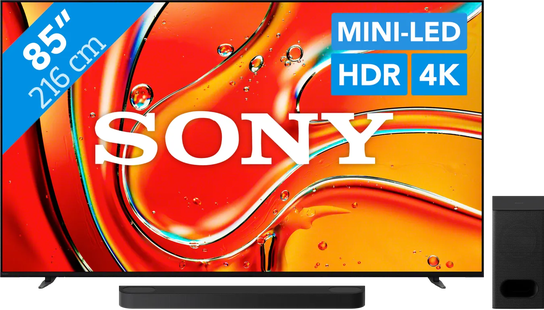 Sony 85 Bravia 7 4K QLED XR Mini-led (2024) + Sony Bravia Theatre Bar 6 Zwart