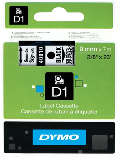 DYMO D1 9mm x 7m Zwart Wit Labels