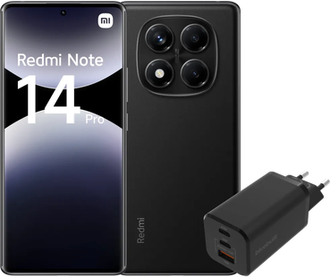 Redmi Note 14 Pro 256GB Zwart 4G + BlueBuilt Oplader met 3 Usb Poorten 65W Zwart